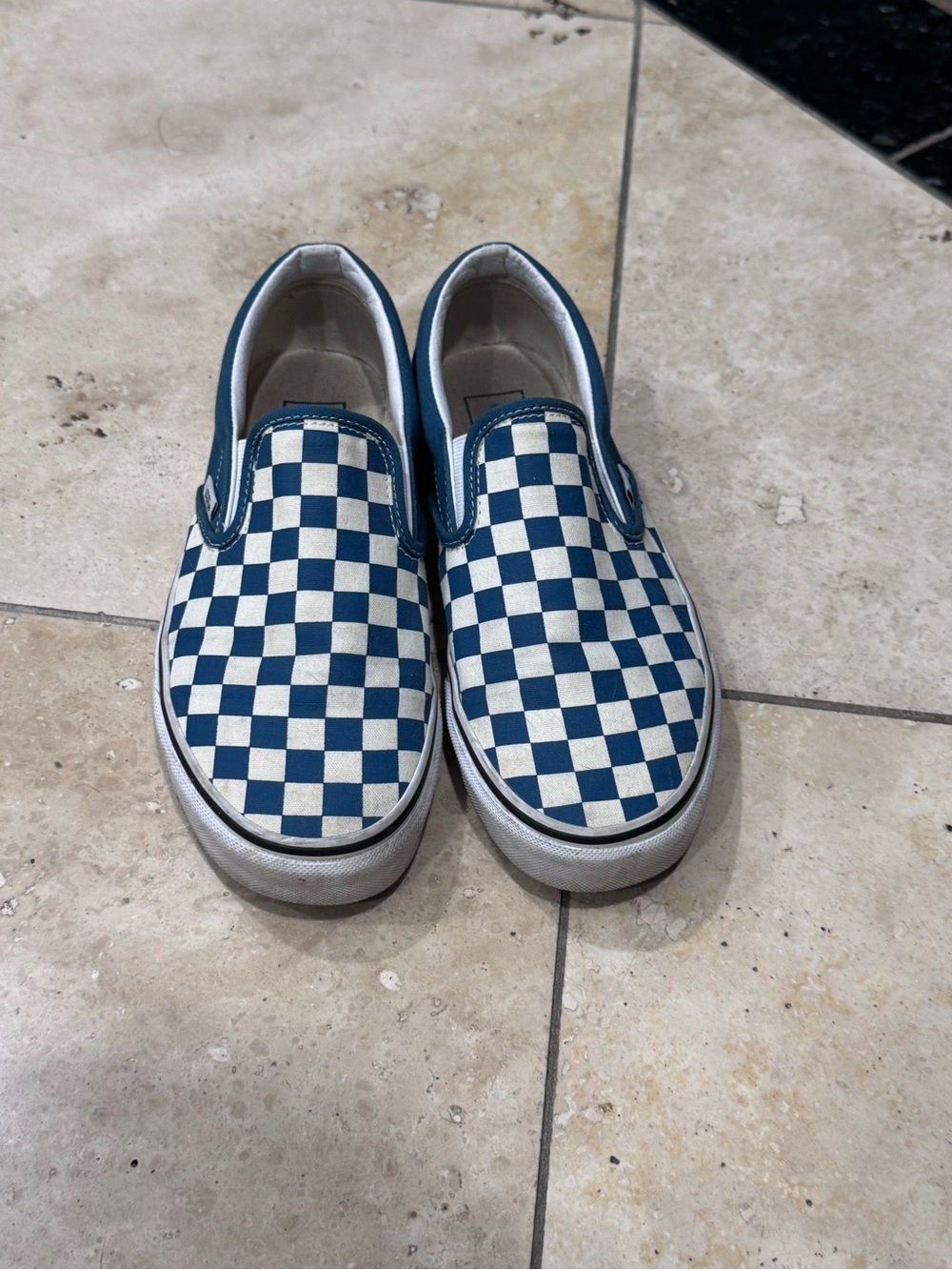 Blue and White Checker Slip-On Vans